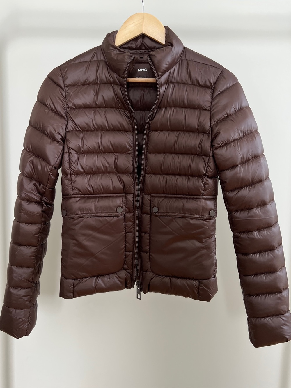 Mango Women's Brown Quilted Puffer Jacket Size Small